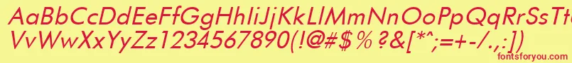 FuturistItalic Font – Red Fonts on Yellow Background