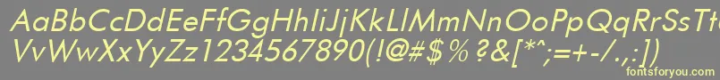 FuturistItalic-fontti – keltaiset fontit harmaalla taustalla