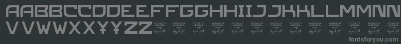 SlPanzerkardinal-fontti – harmaat kirjasimet mustalla taustalla