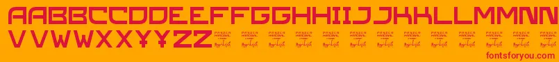 SlPanzerkardinal-Schriftart – Rote Schriften auf orangefarbenem Hintergrund