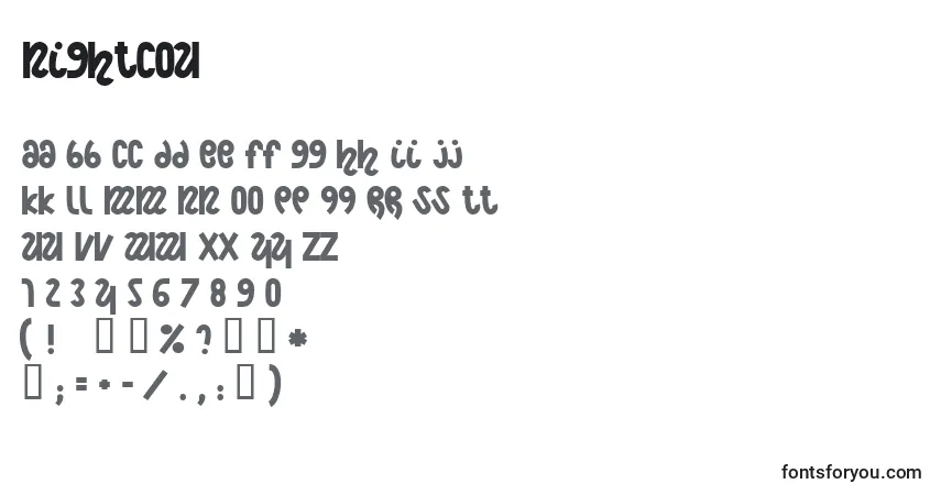 Schriftart Nightcou – Alphabet, Zahlen, spezielle Symbole