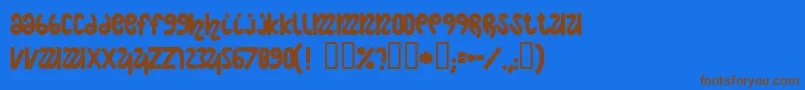フォントNightcou – 茶色の文字が青い背景にあります。