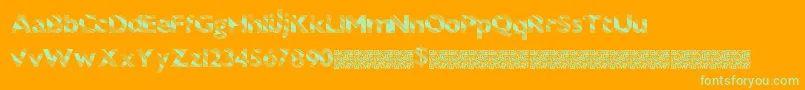 Sunrisedisco-Schriftart – Grüne Schriften auf orangefarbenem Hintergrund