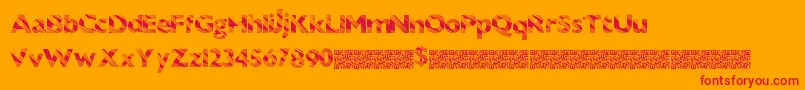 Sunrisedisco-Schriftart – Rote Schriften auf orangefarbenem Hintergrund