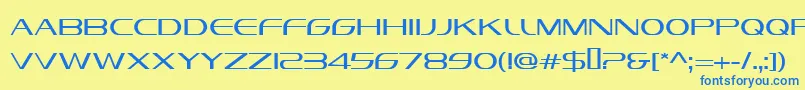 フォントVandianaPlatinLite – 青い文字が黄色の背景にあります。