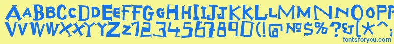 Scraptiqua Font – Blue Fonts on Yellow Background