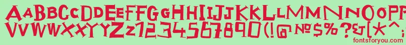Scraptiqua Font – Red Fonts on Green Background