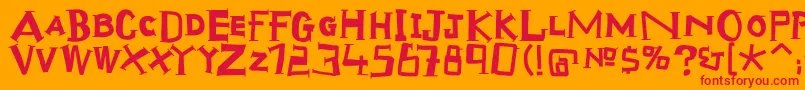フォントScraptiqua – オレンジの背景に赤い文字
