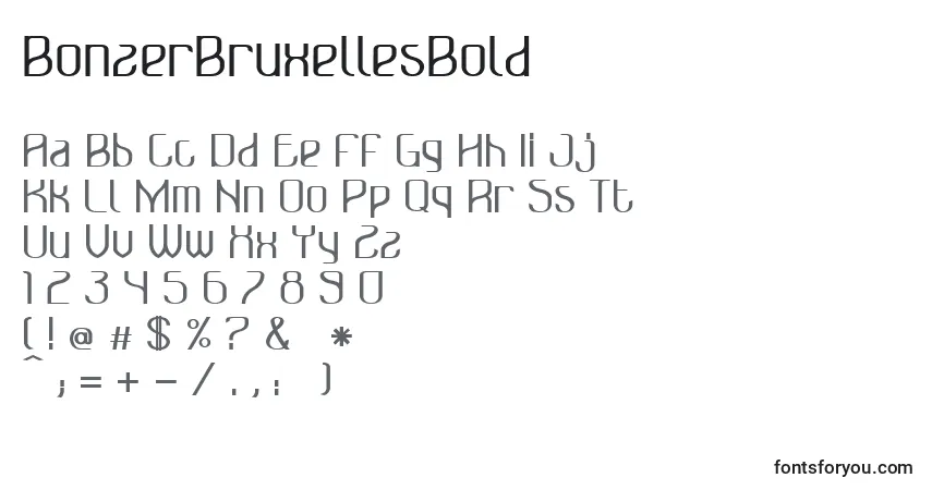 Czcionka BonzerBruxellesBold – alfabet, cyfry, specjalne znaki