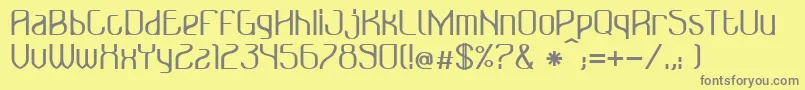 BonzerBruxellesBold-fontti – harmaat kirjasimet keltaisella taustalla
