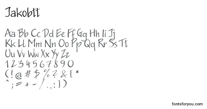 Schriftart Jakobtt – Alphabet, Zahlen, spezielle Symbole