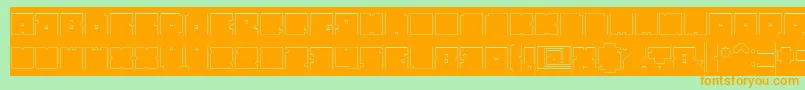 BlockHollowInverse Font – Orange Fonts on Green Background