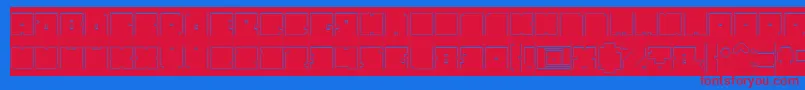 BlockHollowInverse Font – Red Fonts on Blue Background