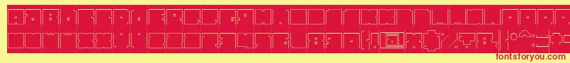 BlockHollowInverse-fontti – punaiset fontit keltaisella taustalla