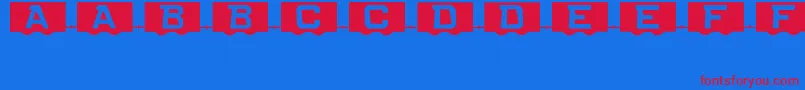 RailCarsJl-Schriftart – Rote Schriften auf blauem Hintergrund