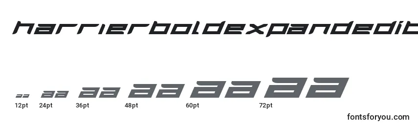 HarrierBoldExpandedItalic Font Sizes