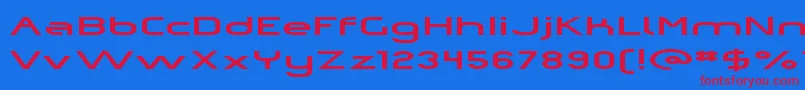 フォントOmicronZetaPressed – 赤い文字の青い背景