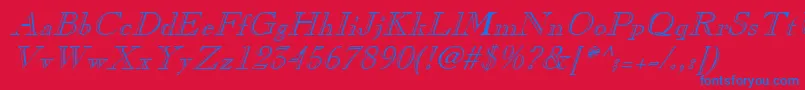 Czcionka ChopinItalic – niebieskie czcionki na czerwonym tle