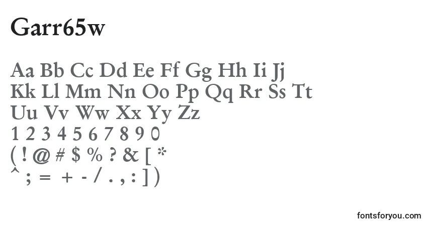 Czcionka Garr65w – alfabet, cyfry, specjalne znaki