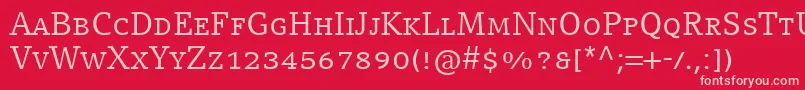 Czcionka CompatilLetterLtComRegularSmallCaps – różowe czcionki na czerwonym tle