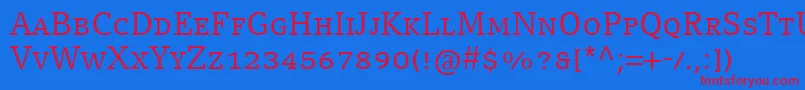 CompatilLetterLtComRegularSmallCaps Font – Red Fonts on Blue Background