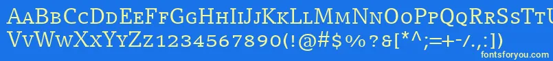 CompatilLetterLtComRegularSmallCaps-fontti – keltaiset fontit sinisellä taustalla
