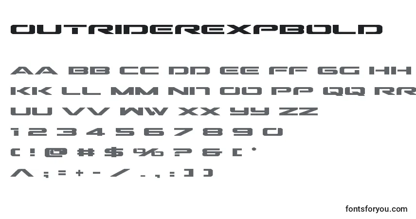 A fonte Outriderexpbold – alfabeto, números, caracteres especiais