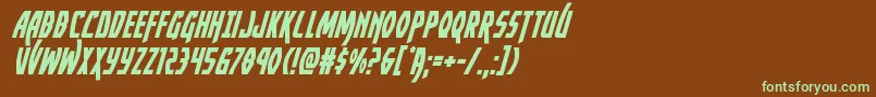 フォントYankeeclipperital – 緑色の文字が茶色の背景にあります。