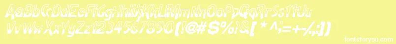 フォントHalfbakedsskItalic – 黄色い背景に白い文字