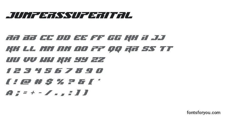 A fonte Jumperssuperital – alfabeto, números, caracteres especiais
