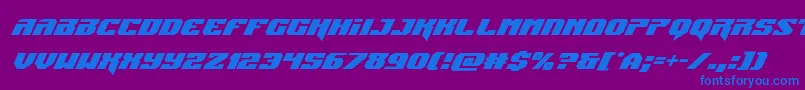 Jumperssuperital-Schriftart – Blaue Schriften auf violettem Hintergrund