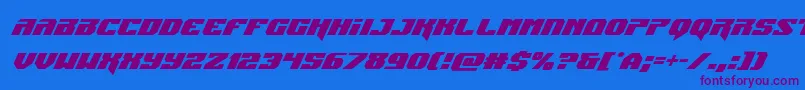 Jumperssuperital-Schriftart – Violette Schriften auf blauem Hintergrund