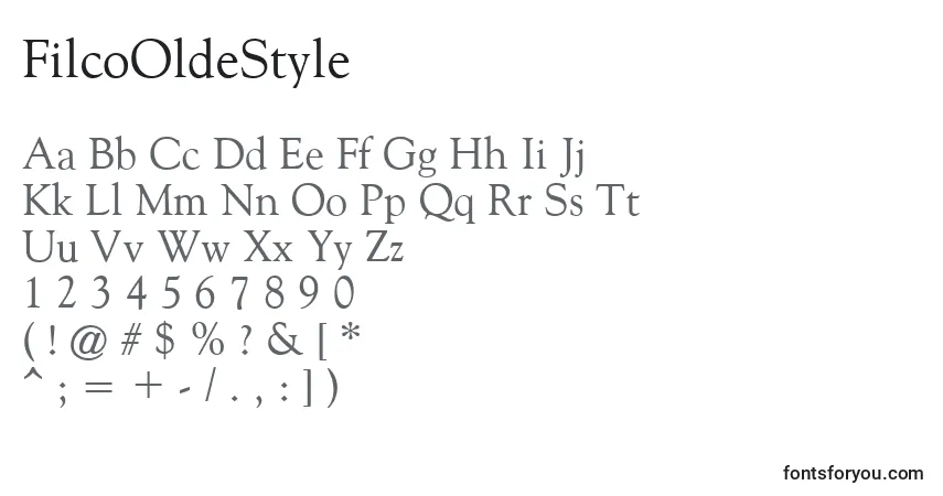 A fonte FilcoOldeStyle – alfabeto, números, caracteres especiais