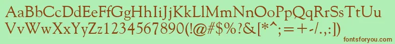 FilcoOldeStyle-Schriftart – Braune Schriften auf grünem Hintergrund