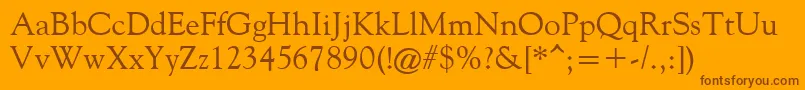 FilcoOldeStyle-fontti – ruskeat fontit oranssilla taustalla