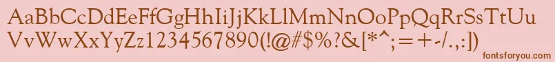 FilcoOldeStyle-fontti – ruskeat fontit vaaleanpunaisella taustalla