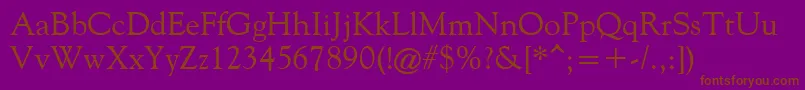 FilcoOldeStyle-Schriftart – Braune Schriften auf violettem Hintergrund