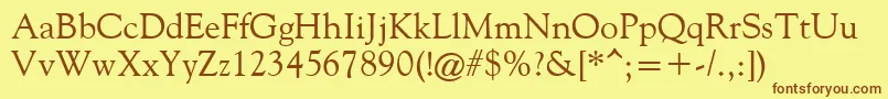 FilcoOldeStyle-Schriftart – Braune Schriften auf gelbem Hintergrund