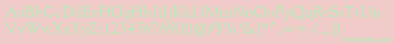 フォントFilcoOldeStyle – ピンクの背景に緑の文字