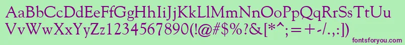 FilcoOldeStyle-fontti – violetit fontit vihreällä taustalla