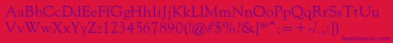 FilcoOldeStyle-Schriftart – Violette Schriften auf rotem Hintergrund