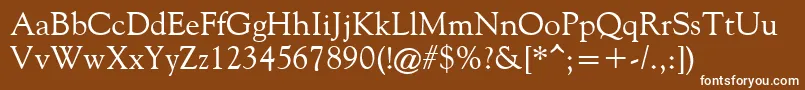 FilcoOldeStyle-fontti – valkoiset fontit ruskealla taustalla