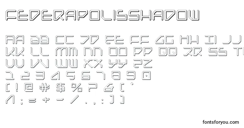 A fonte FederapolisShadow – alfabeto, números, caracteres especiais