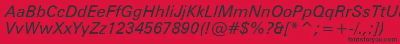 フォントZurichItalicWin95bt – 赤い背景に黒い文字