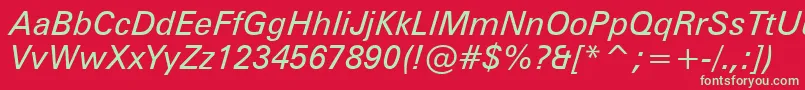 Czcionka ZurichItalicWin95bt – zielone czcionki na czerwonym tle