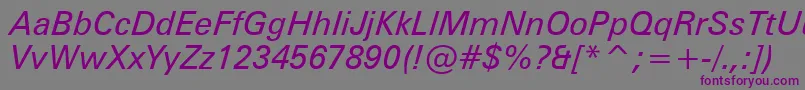 ZurichItalicWin95bt-fontti – violetit fontit harmaalla taustalla