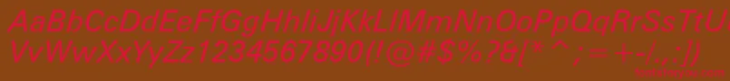 ZurichItalicWin95bt Font – Red Fonts on Brown Background