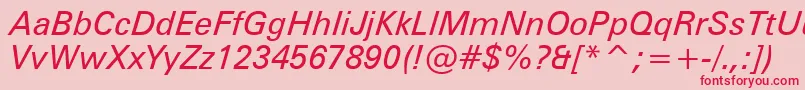 フォントZurichItalicWin95bt – ピンクの背景に赤い文字