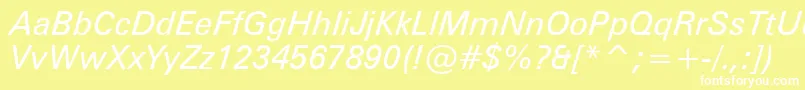 ZurichItalicWin95bt Font – White Fonts on Yellow Background