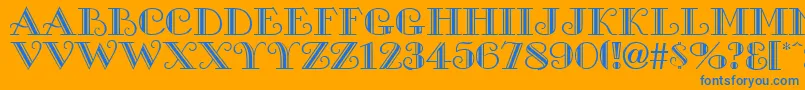 TacomaRegular-Schriftart – Blaue Schriften auf orangefarbenem Hintergrund